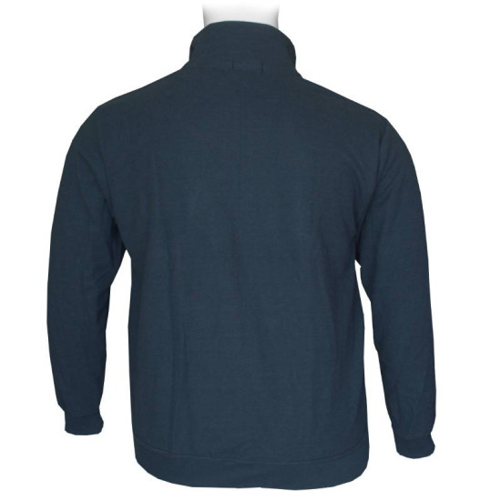 Βαμβακερή ζακέτα wool feel με μεταλλικό patch και γιακά,της Leo Collection - Dark Blue