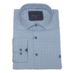 Πουκάμισο μακρυμάνικο ελαστικό ριγέ με μικροσχέδιο - Carolina Blue