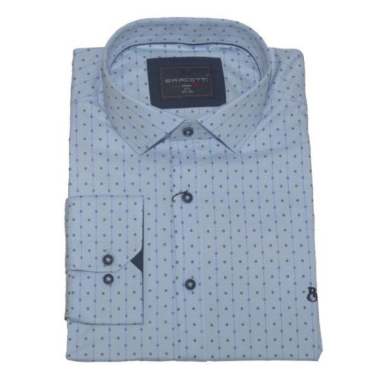 Πουκάμισο μακρυμάνικο ελαστικό ριγέ με μικροσχέδιο - Carolina Blue