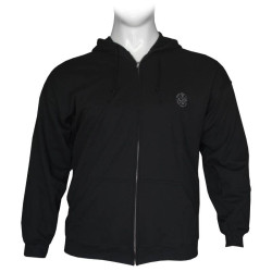 Ζακέτα φούτερ δίκλωνη με κουκούλα και patch - Black