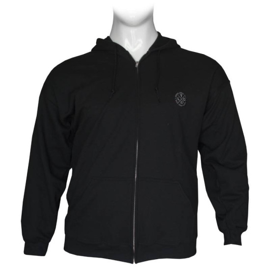 Ζακέτα φούτερ δίκλωνη με κουκούλα και patch - Black