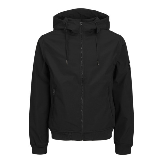 Αδιάβροχο Jacket Basic Softshell Hood,της Jack & Jones - Black Αδιάβροχο Jacket Basic Softshell Hood,της Jack & Jones - Black