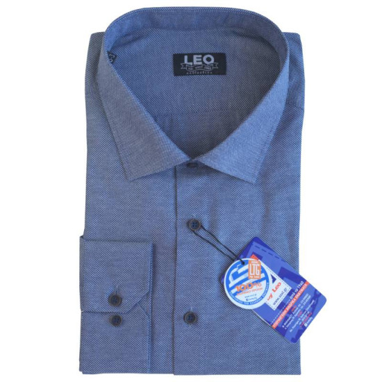 Πουκάμισο Oxford μακρυμάνικο με γιακά τύπου Rex, της Leo Collection - Navy Blazer