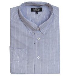 Πουκάμισο με μακρύ μανίκι ριγέ/πτι-καρό - ΓΚΡΙ