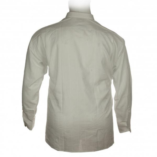 Πουκάμισο μονόχρωμο υφαντό με μακρύ μανίκι - White