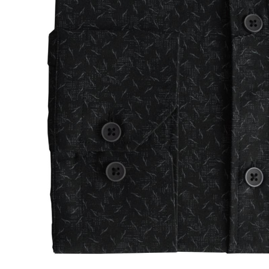 Πουκάμισο μακρυμάνικο ελαστικό με μικροσχέδιο - Black
