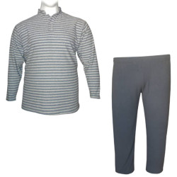 Πιτζάμα τρίκουμπη με ρίγα by LTG - Faded Blue/White