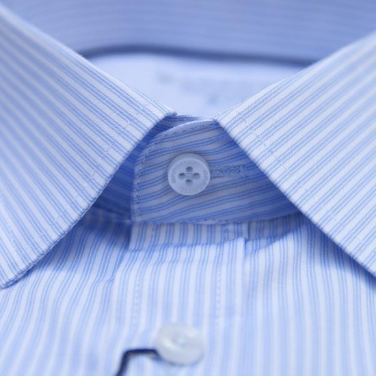 Πουκάμισο ριγέ μακρυμάνικο με τσέπη - Light Blue/White