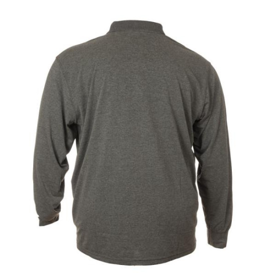 Polo μακό penie με μακρύ μανίκι,τσέπη και κέντημα στο στήθος - Grey Melange