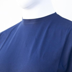 T-shirt βαμβακερό μονόχρωμο με διακριτικό κέντημα - Dark Blue