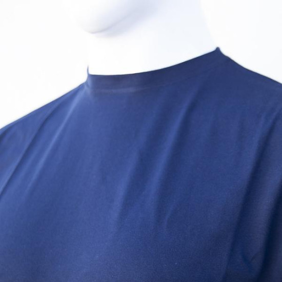 T-shirt βαμβακερό μονόχρωμο με διακριτικό κέντημα - Dark Blue