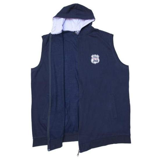 Γιλέκο φούτερ με patch και επενδυμένη κουκούλα - Dark Blue