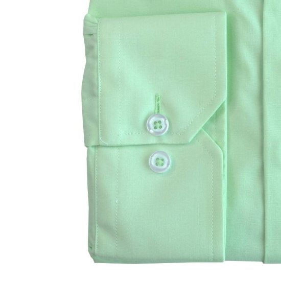 Πουκάμισο μονόχρωμο με rex γιακά και μακρύ μανίκι - Φυστικί