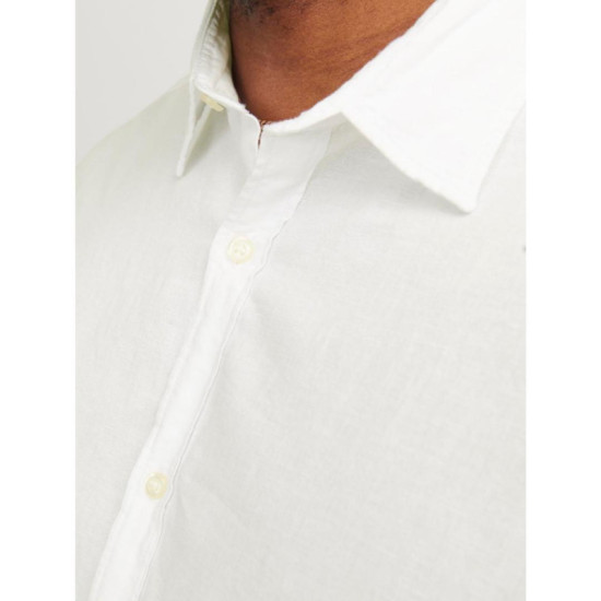 Λινό μονόχρωμο μακρυμάνικο πουκάμισο