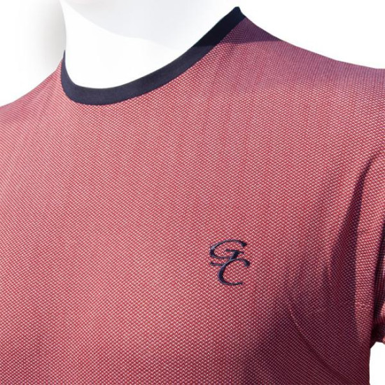 T-shirt μακό βαμβακερό με κέντημα και λάστιχο κάτω - Red