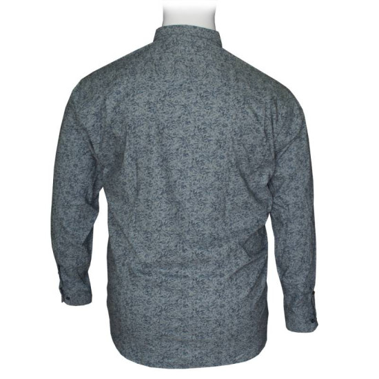 Πουκάμισο μακρυμάνικο ελαστικό με μικροσχέδιο και cargo τσέπες - Grey/Fade Blue