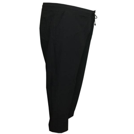 Καπαρτινέ καλοκαιρινή παντελόνα με λάστιχο στην μέση - ΜΑΥΡΟ