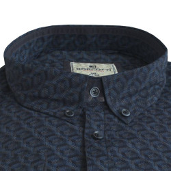 King size ελαστικό μακρυμάνικο πουκάμισο με μικροσχέδιο - NAVY BLUE