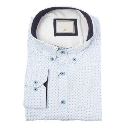 Πουκάμισο king size ελαστικό σχεδιαστό - Chambray Blue/Pale White