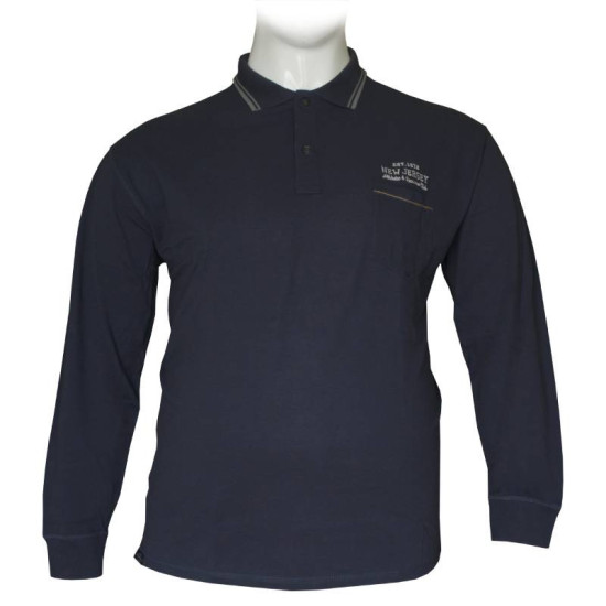 Polo pique μπλούζα New Jersey με τσέπη και κεντητές λεπτομέρειες - Dark Blue