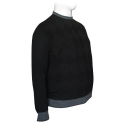 Πλεκτη μπλουζα με λαιμοκοψη και ζακαρ πλεξη - Black