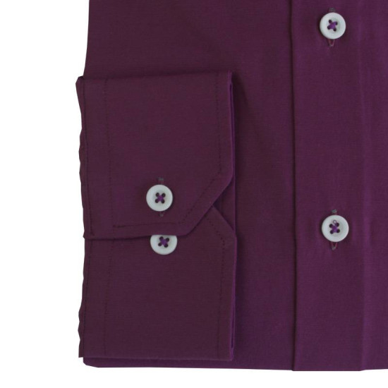 Πουκάμισο μονόχρωμο με rex γιακά και μακρύ μανίκι - Palatinate Purple