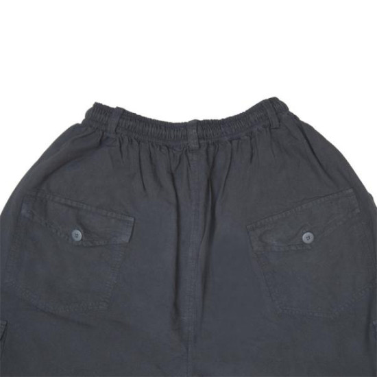 Βαμβακερή βερμούδα τύπου cargo με λάστιχο στη μέση - ΜΑΥΡΟ