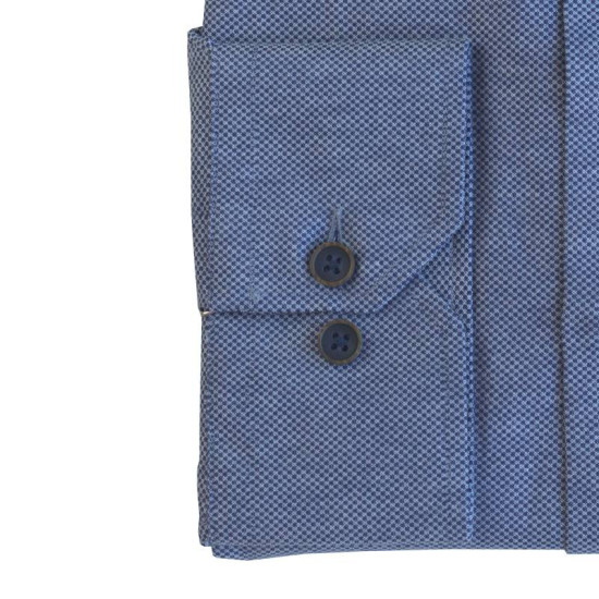 Πουκάμισο Oxford μακρυμάνικο με γιακά τύπου Rex, της Leo Collection - Navy Blazer