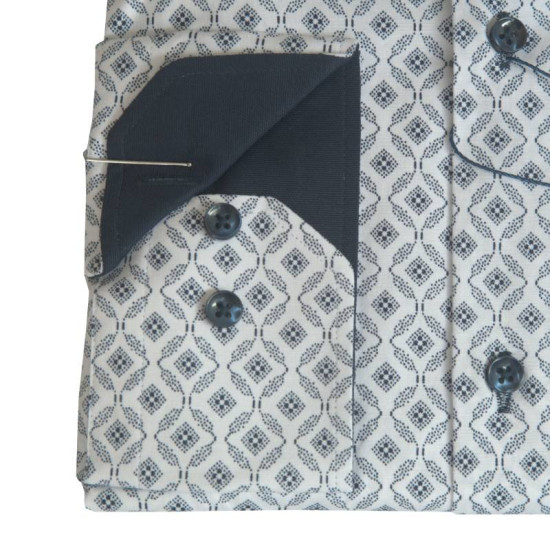 Πουκάμισο μακρυμάνικο ελαστικό με μικροσχέδιο - White