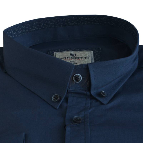 King size ελαστικό μακρυμάνικο πουκάμισο μονόχρωμο - Pattern Blue