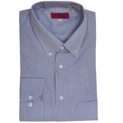 Πουκάμισο με μακρύ μανίκι ριγέ/πτι-καρό - ΓΚΡΙ