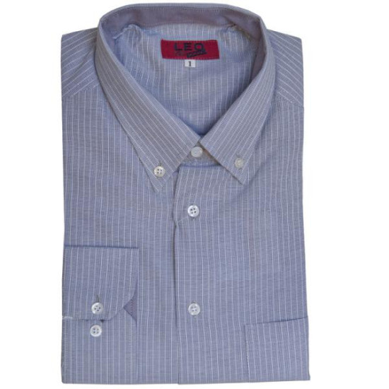 Πουκάμισο με μακρύ μανίκι ριγέ/πτι-καρό - ΓΚΡΙ