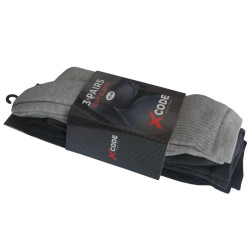 Αθλητικές κάλτσες X Code 3 τεμαχίων με ενίσχυση - Μαύρο/Γκρι Σκούρο/Γκρι αρζαν