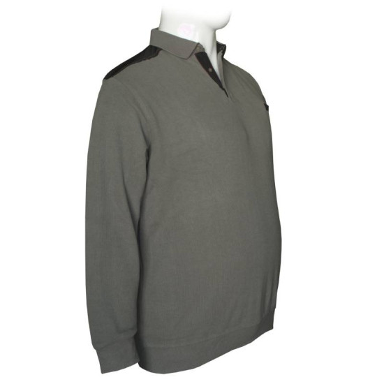 Βαμβακερό polo wool feel με τσέπη στο στήθος - Faded Battleship Grey