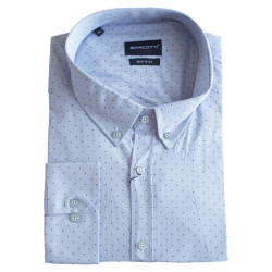 King size ελαστικό μακρυμάνικο πουκάμισο με μικροσχέδιο - Cornflower Blue