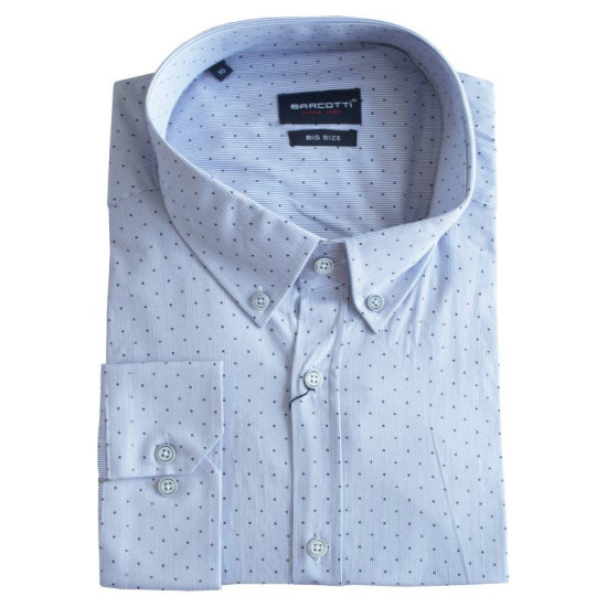 King size ελαστικό μακρυμάνικο πουκάμισο με μικροσχέδιο - Cornflower Blue