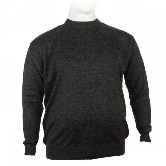 Πλεκτη μπλουζα μονοχρωμη με λαιμοκοψη - Anthracite