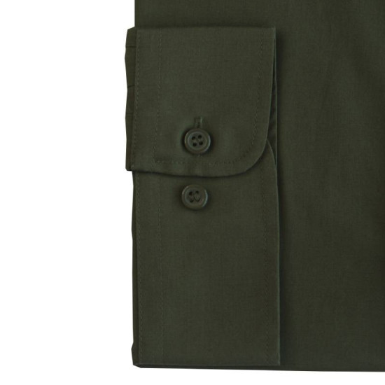 Πουκάμισο ποπλίνα μονόχρωμο με μακρύ μανίκι - Khaki