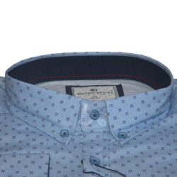 King size ελαστικό μακρυμάνικο πουκάμισο με μικροσχέδιο - Chambray