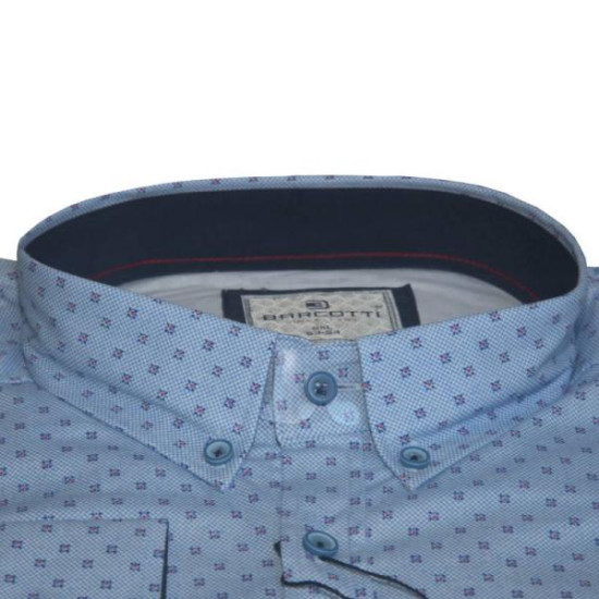 King size ελαστικό μακρυμάνικο πουκάμισο με μικροσχέδιο - Chambray