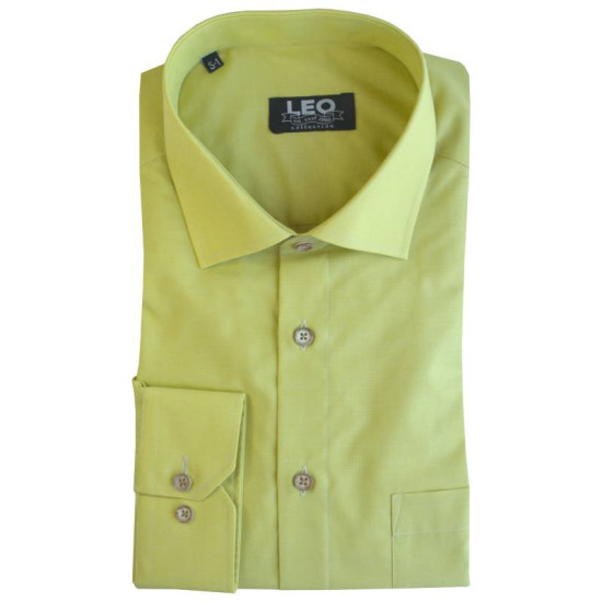 Πουκάμισο Fil-a-Fil μονόχρωμο γαλλικής ραφής & ελληνικής κατασκευής της Leo Collection - Caper Green