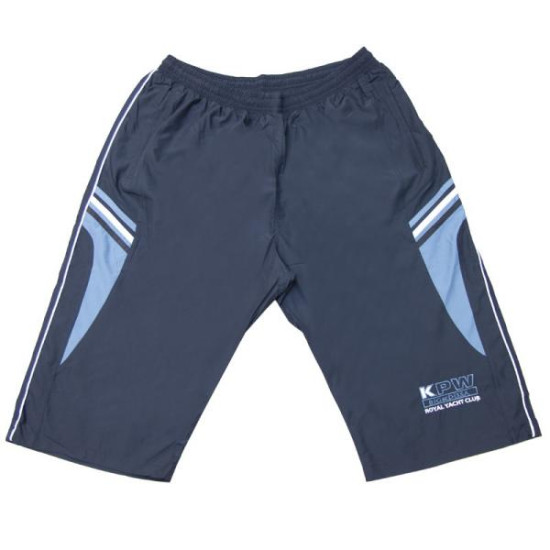 Μαγιό βερμούδα τριών τετάρτων με ρίγα και κεντητές λεπτομέρειες - ΜΠΛΕ