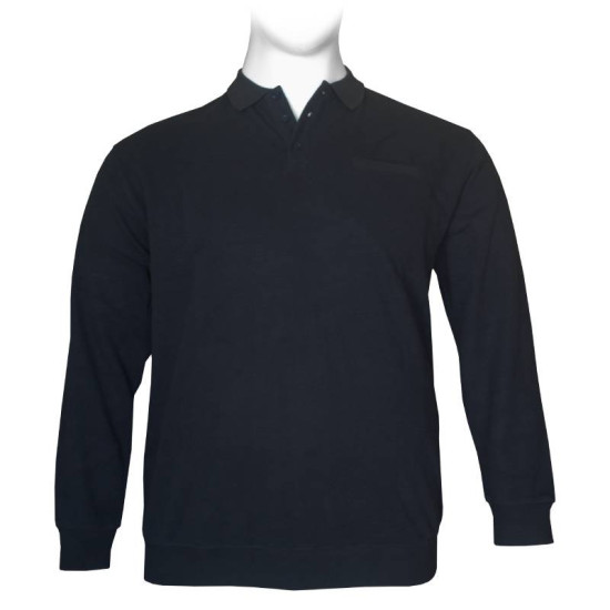 Βαμβακερή μπλούζα Polo wool feel της Leo Collection, με τσέπη στο στήθος - Dark Blue