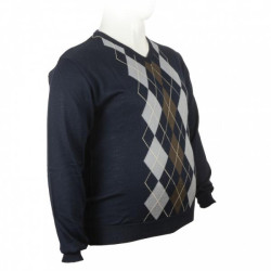 Πλεκτη μπλουζα βε με σχεδιο ρομβους - Μπλε/Καφε/Σιελ