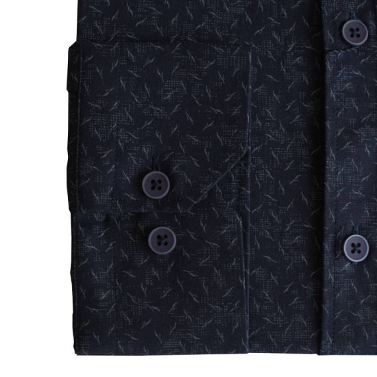 Πουκάμισο μακρυμάνικο ελαστικό με μικροσχέδιο - Dark Blue