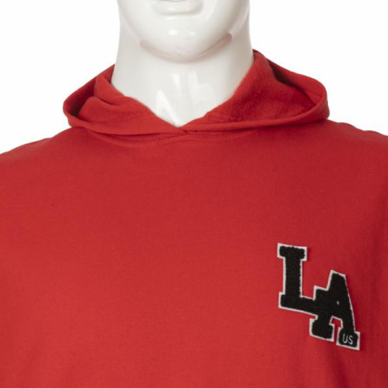 Hoodie φούτερ kingsize με κεντητές λεπτομέρειες - Red