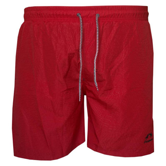 Βερμούδα μαγιό γκοφρέ σχεδιαστό με κέντημα - Red