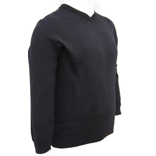 Μονοχρωμη  μπλουζα tricot με ve και κεντημα - Black