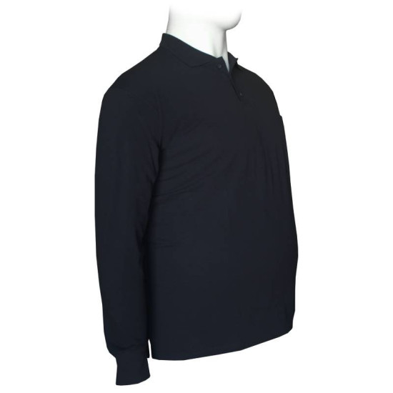 Polo πικέ μονόχρωμη με τσέπη - NAVY BLUE