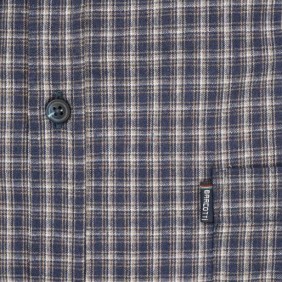 Πουκάμισο καρό από βαμβακερή φανέλα - Dark Faded Blue/Sand Beige